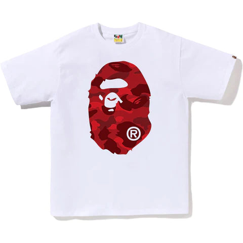 Color Camo Big Ape Head Tee White/Red