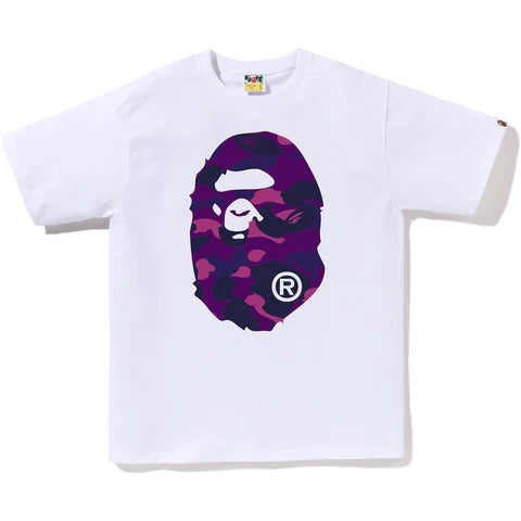 Color Camo Big Ape Head Tee White/Purple