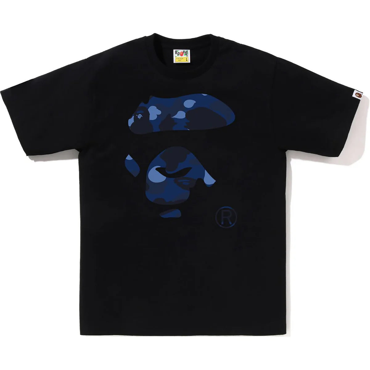 Black Navy BAPE Color Camo Ape Face Tee