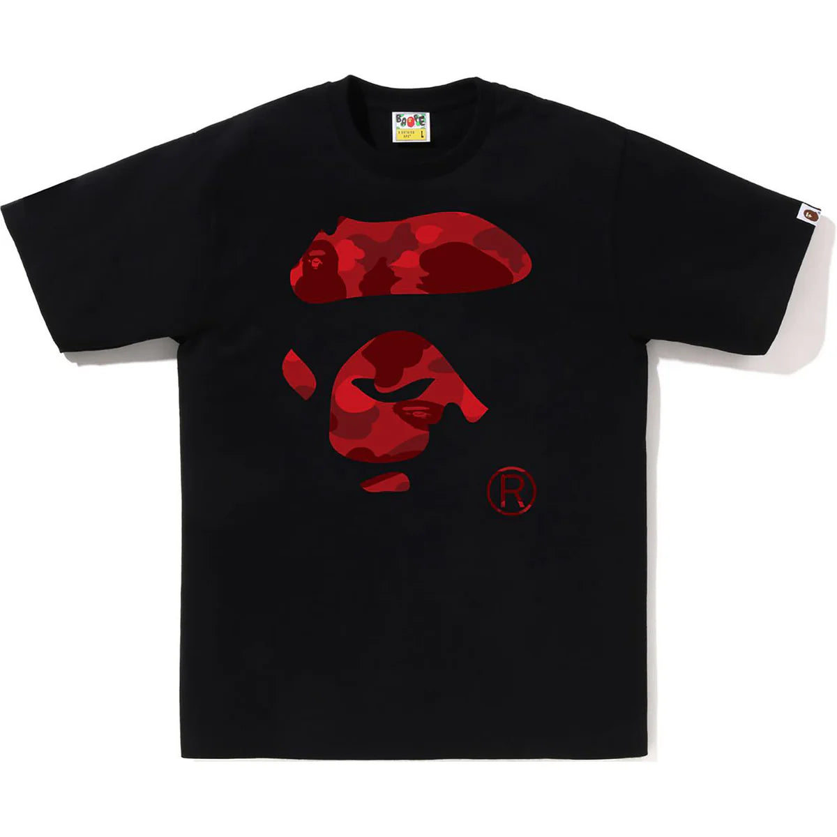 BAPE Black/Red Color Camo Ape Face Tee