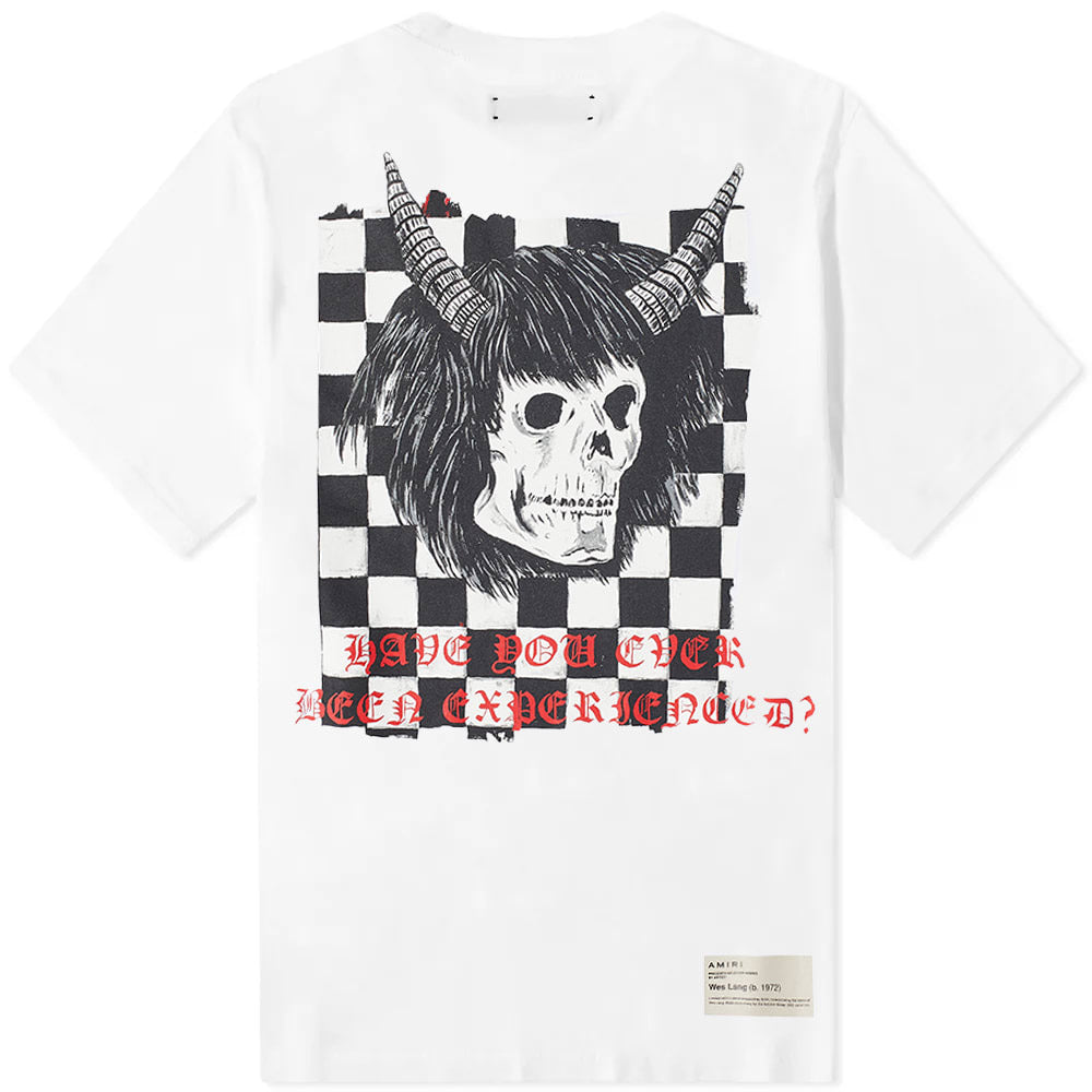 Amiri x Wes Lang Checker Skull Tee White