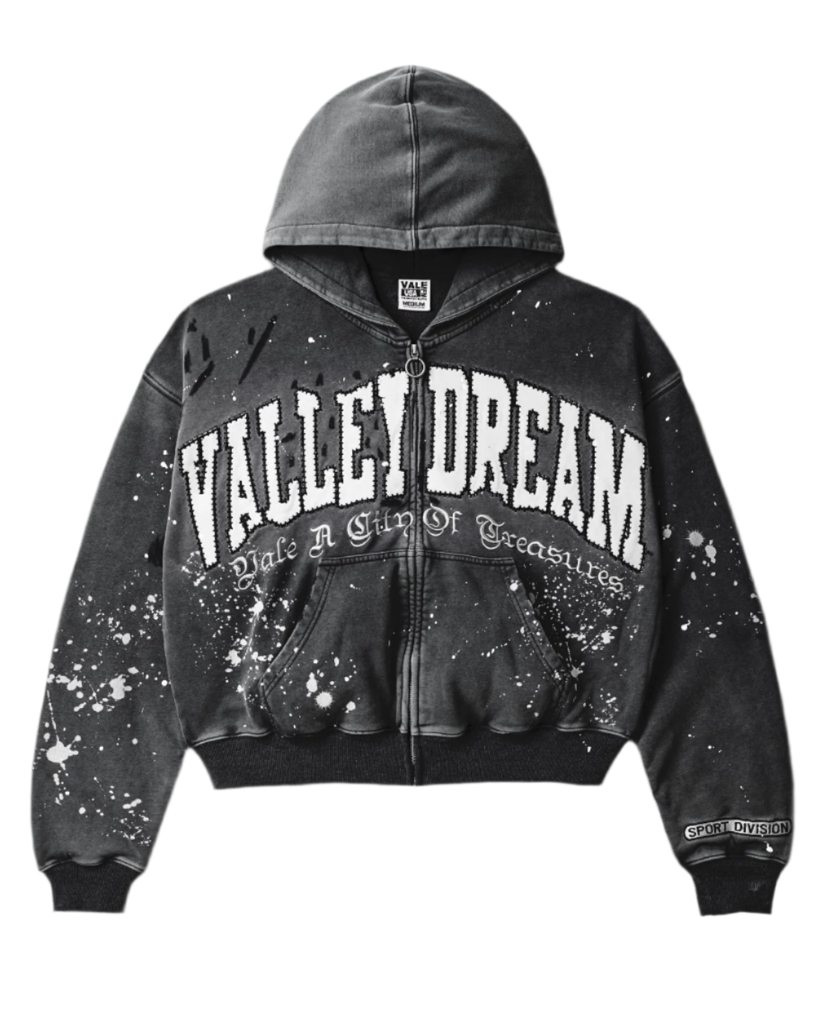 Black Paint Zip Up Hoodie