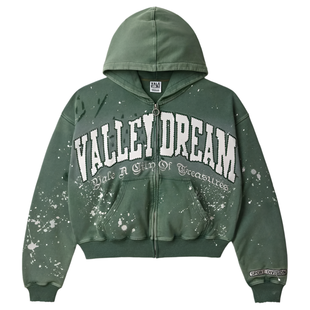 Paint Zip-Up Hoodie Pine Green