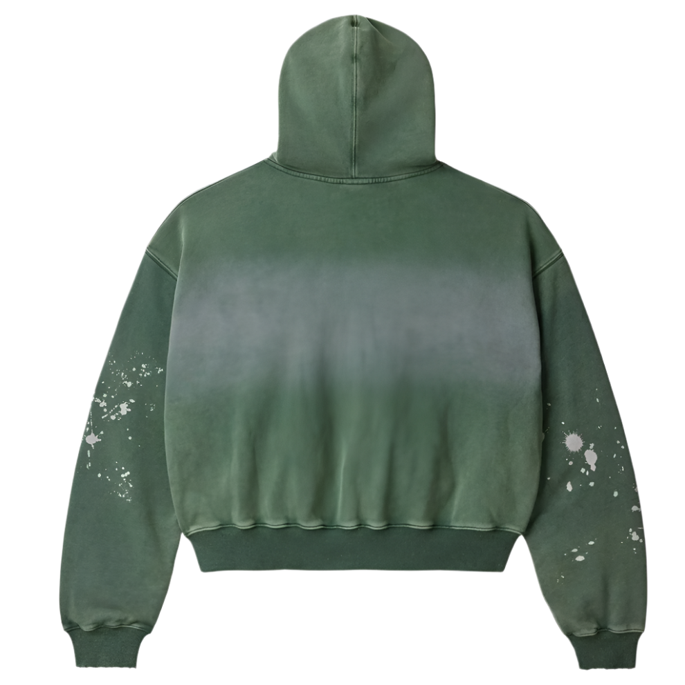 Paint Zip-Up Hoodie Pine Green