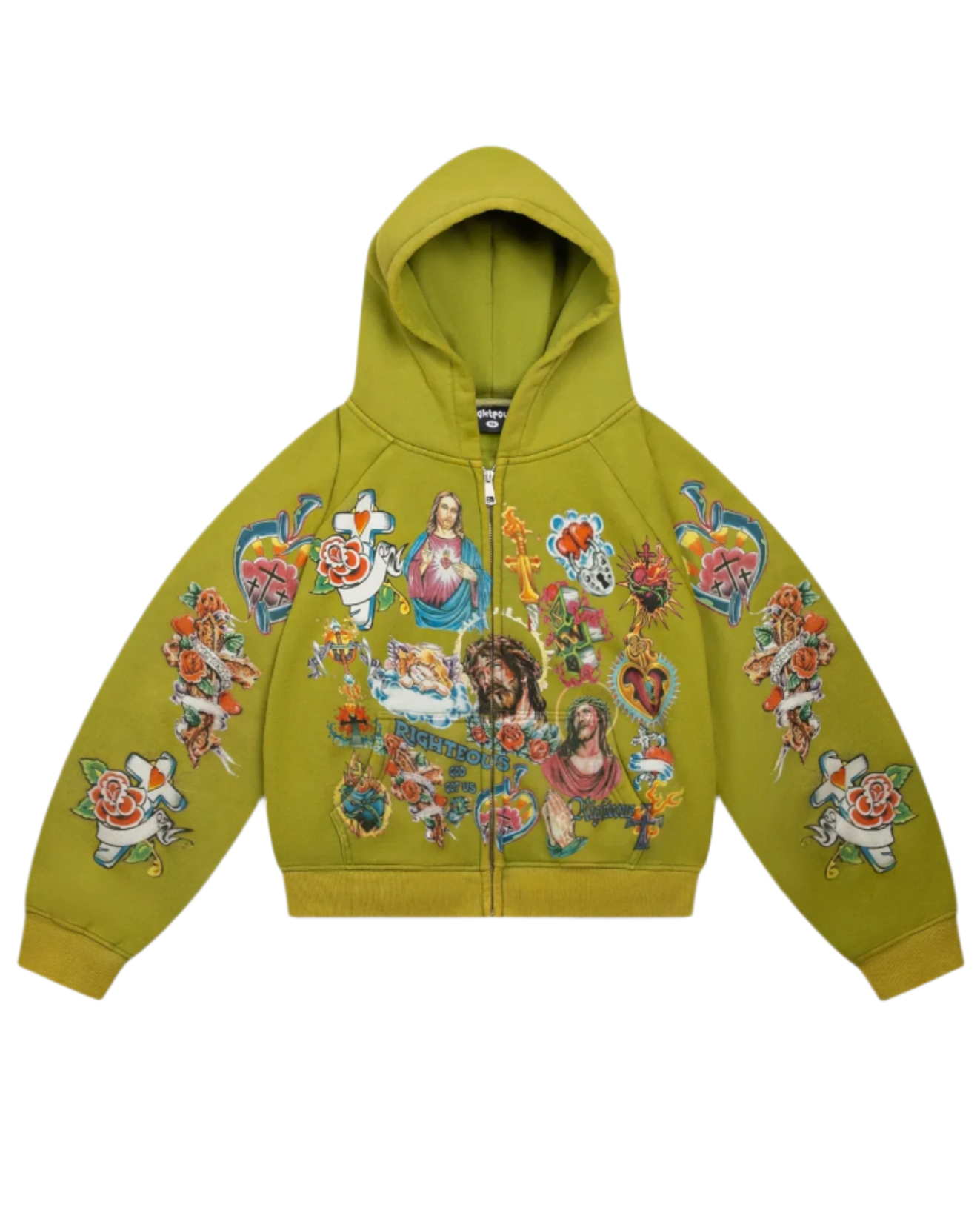 Risen King Cropped Zip (Moss)