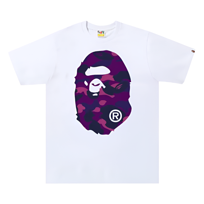 Color Camo Big Ape Head Tee White/Purple