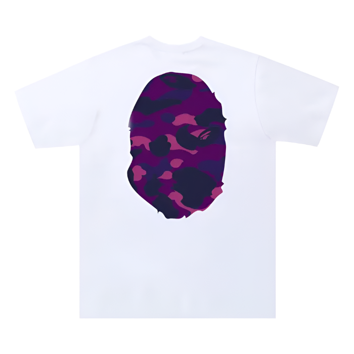 Color Camo Big Ape Head Tee White/Purple