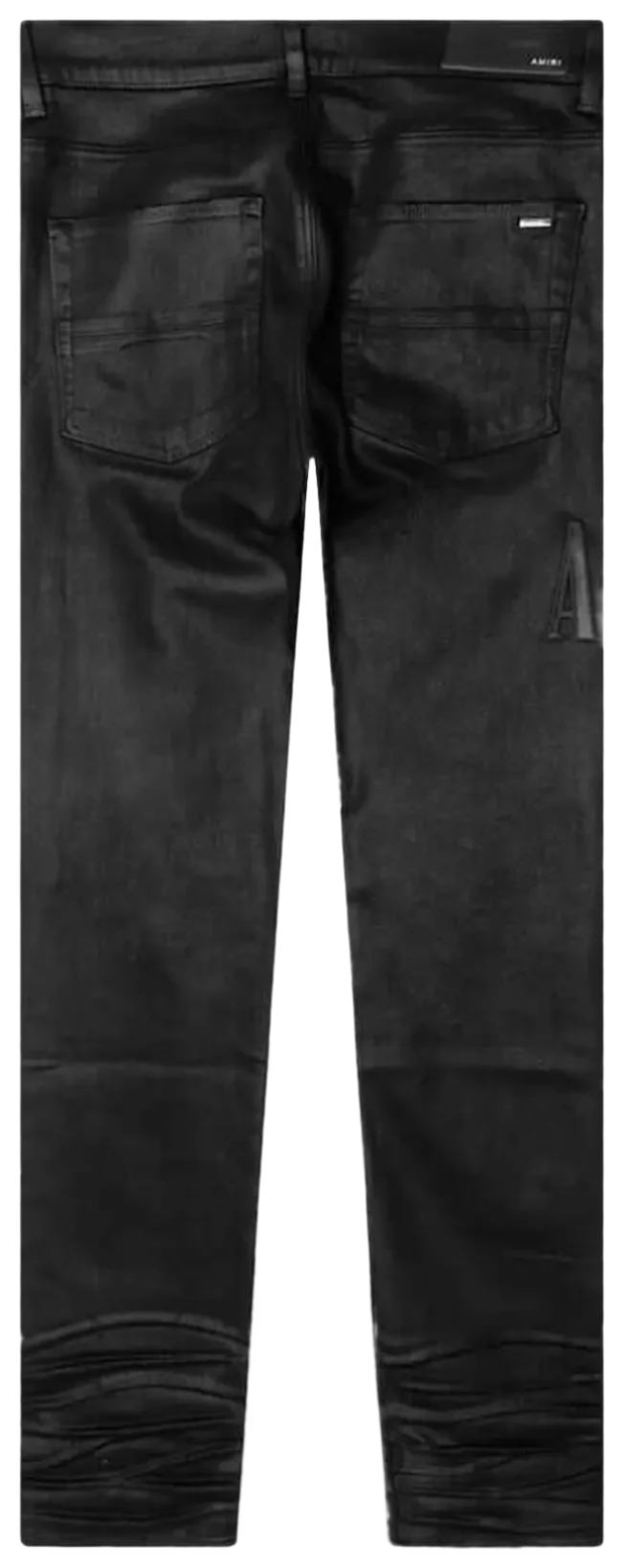 Black Serif Logo Wax Skinny Jeans