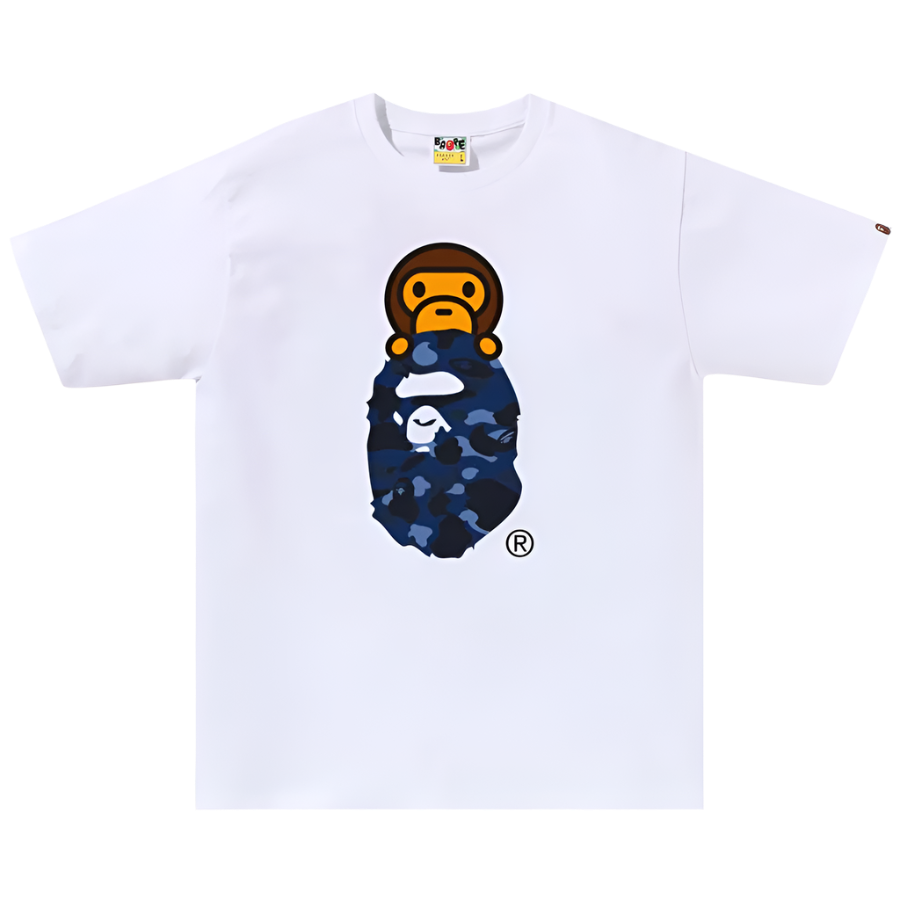 BAPE Color Camo Milo on Ape Head Tee White/Blue