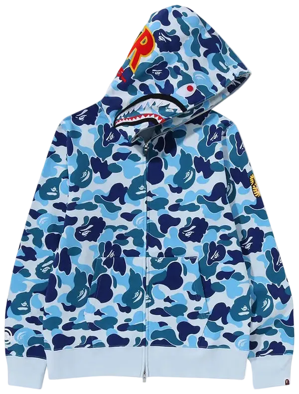 BAPE ABC Camo Shark PONR Full Zip Hoodie Blue