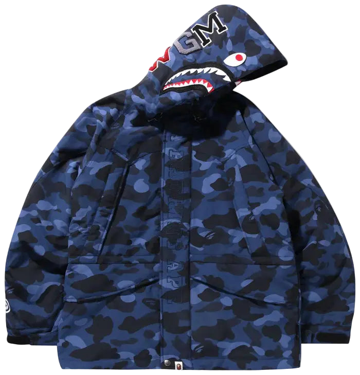 Navy Color Camo Shark Snowboard Down Jacket