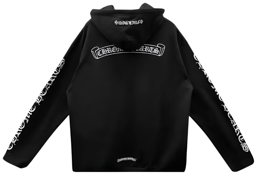 Scroll Logo Zip Up FU Hooded Sweatshirt Black