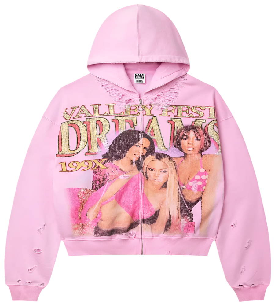 Dreams Zip Up Hoodie Pink