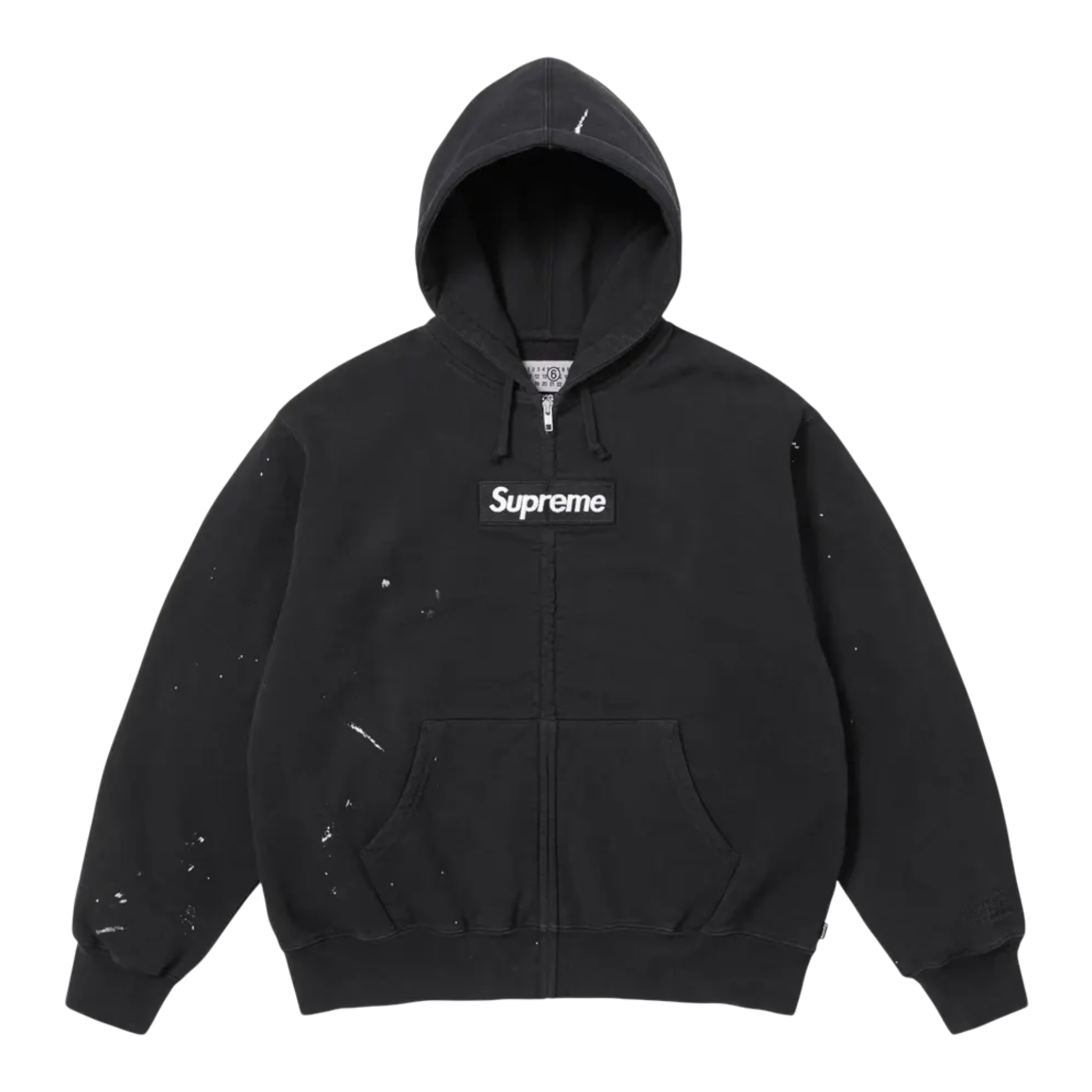 MM6 Maison Margiela Box Logo Zip Up Hooded Sweatshirt 'Black'