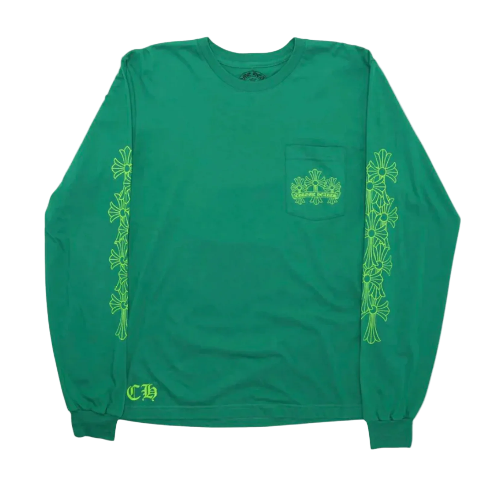 Cemetery Cross Long Sleeve Kelly Green/Glo Green