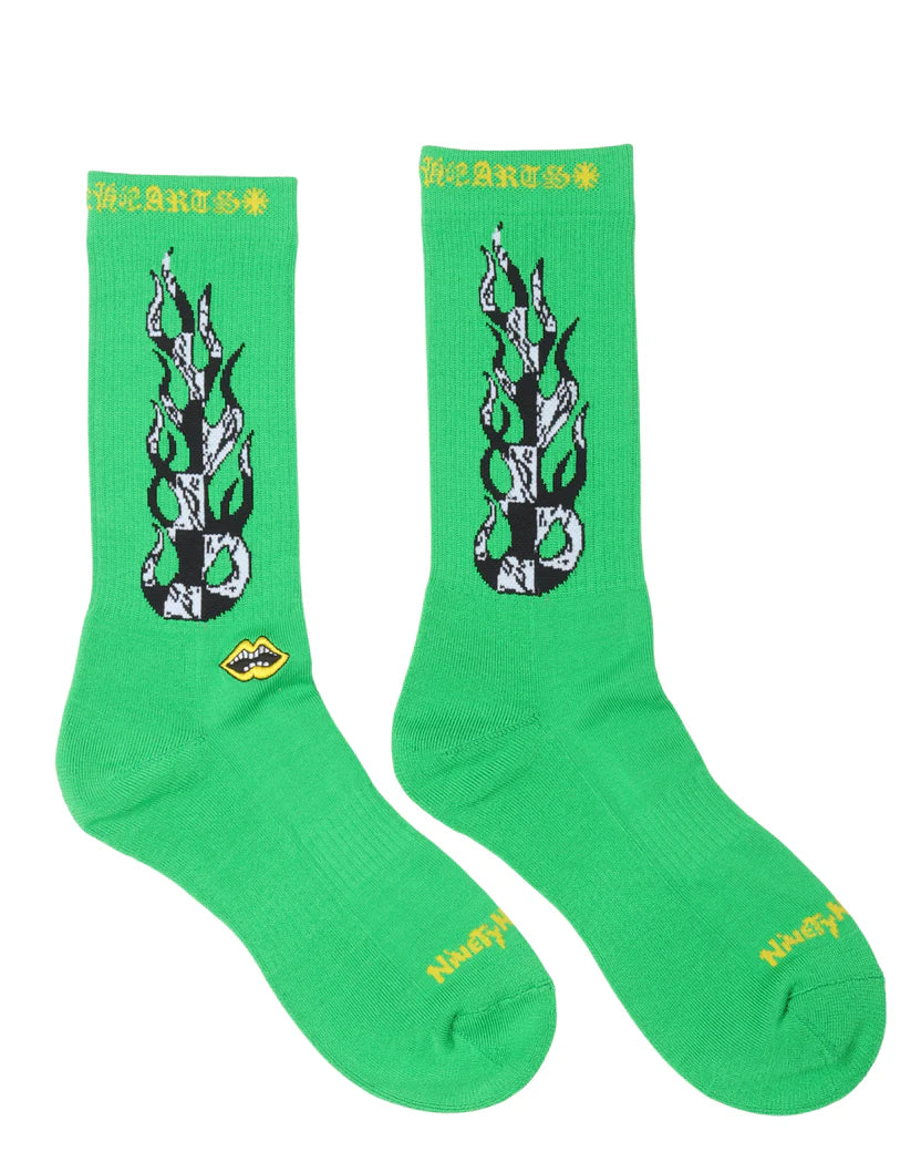 Matty Boy Flame Sock Green/Yellow