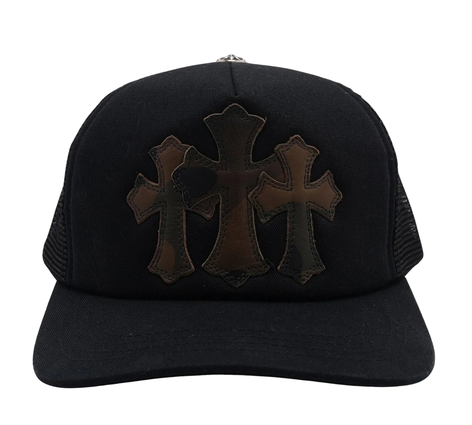 Camouflage Cemetery Triple Cross Patch Trucker Hat