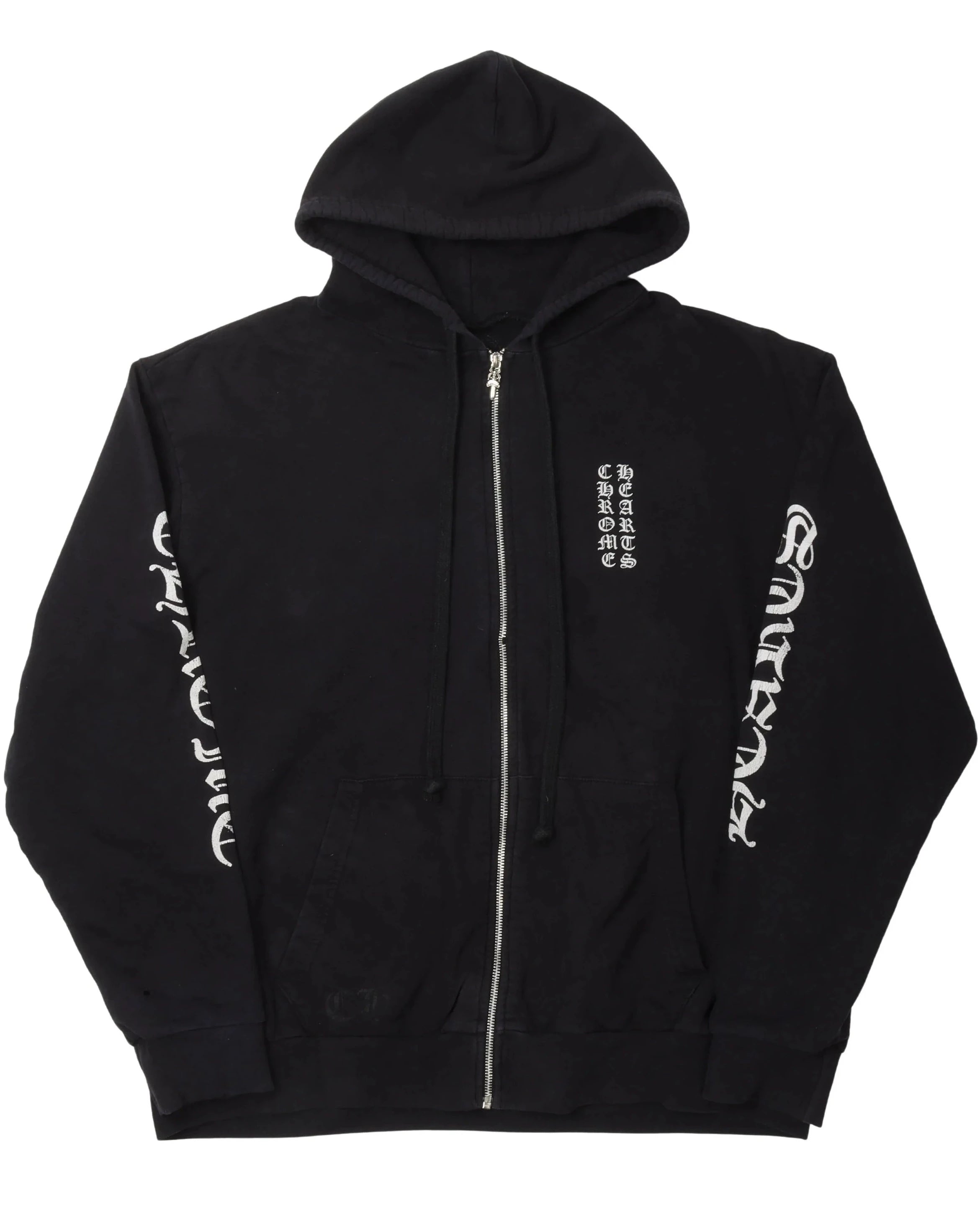 Vertical Logo Zip-Up Hoodie Black