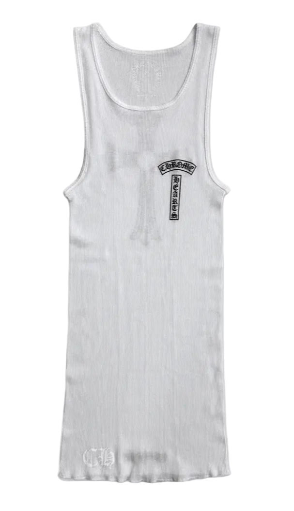 Vertical Cross Logo Tank Top White Black