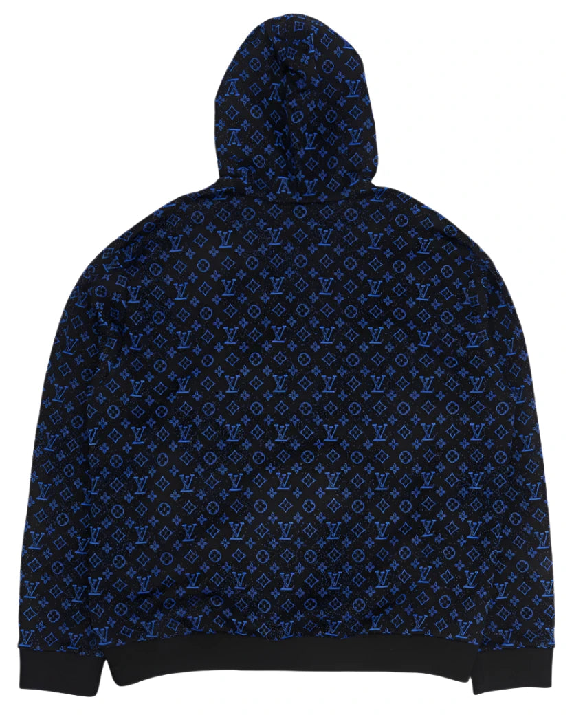 Monogram Zip Up Hoodie Blue/Black