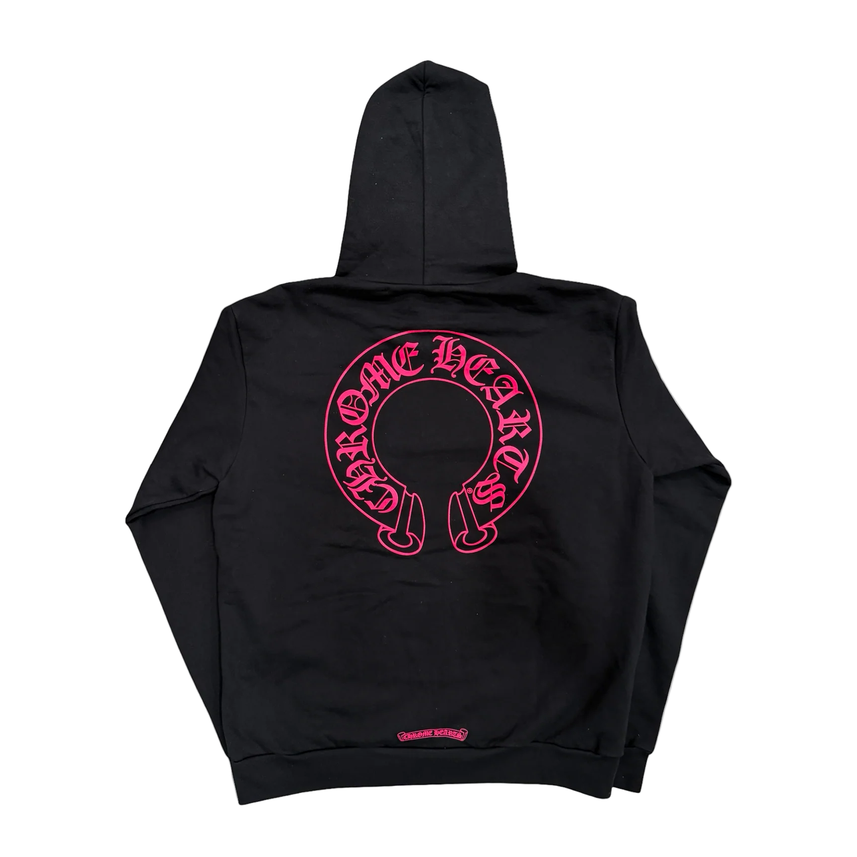 Pink Horseshoe Floral Sleeve Zip Up Hoodie Black – Grandeur Pink Horseshoe Floral Sleeve Zip Up Hoodie Black – Grandeur