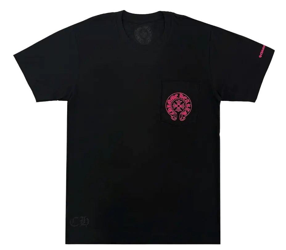 Horseshoe Logo Tee Shirt Black Pink