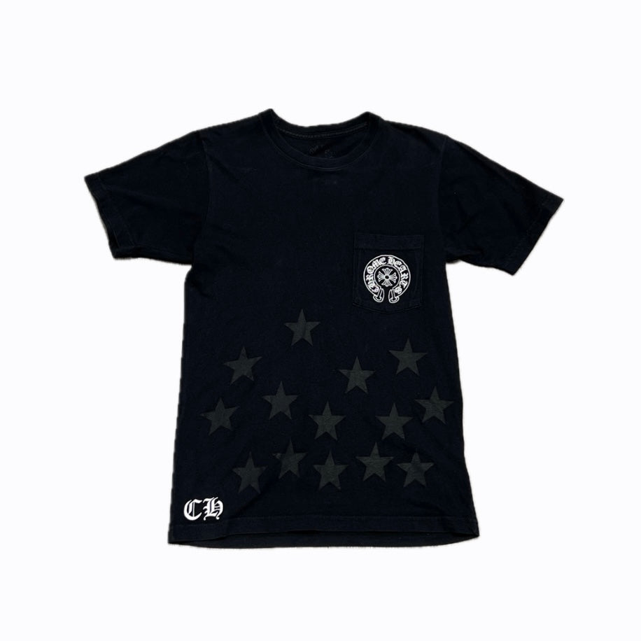 Scroll Logo Stars Tee Black