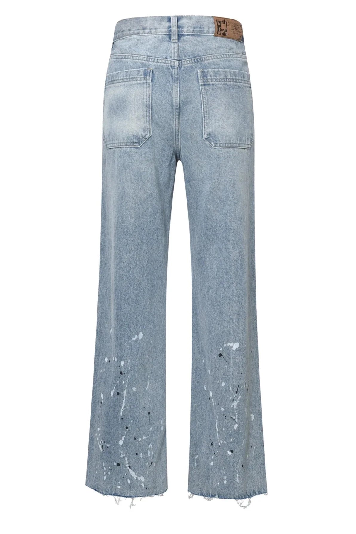 Chain Ink Print Detailed Patch Jeans