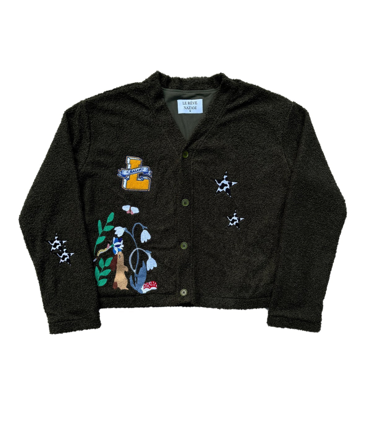 Green Fleece Cardigan