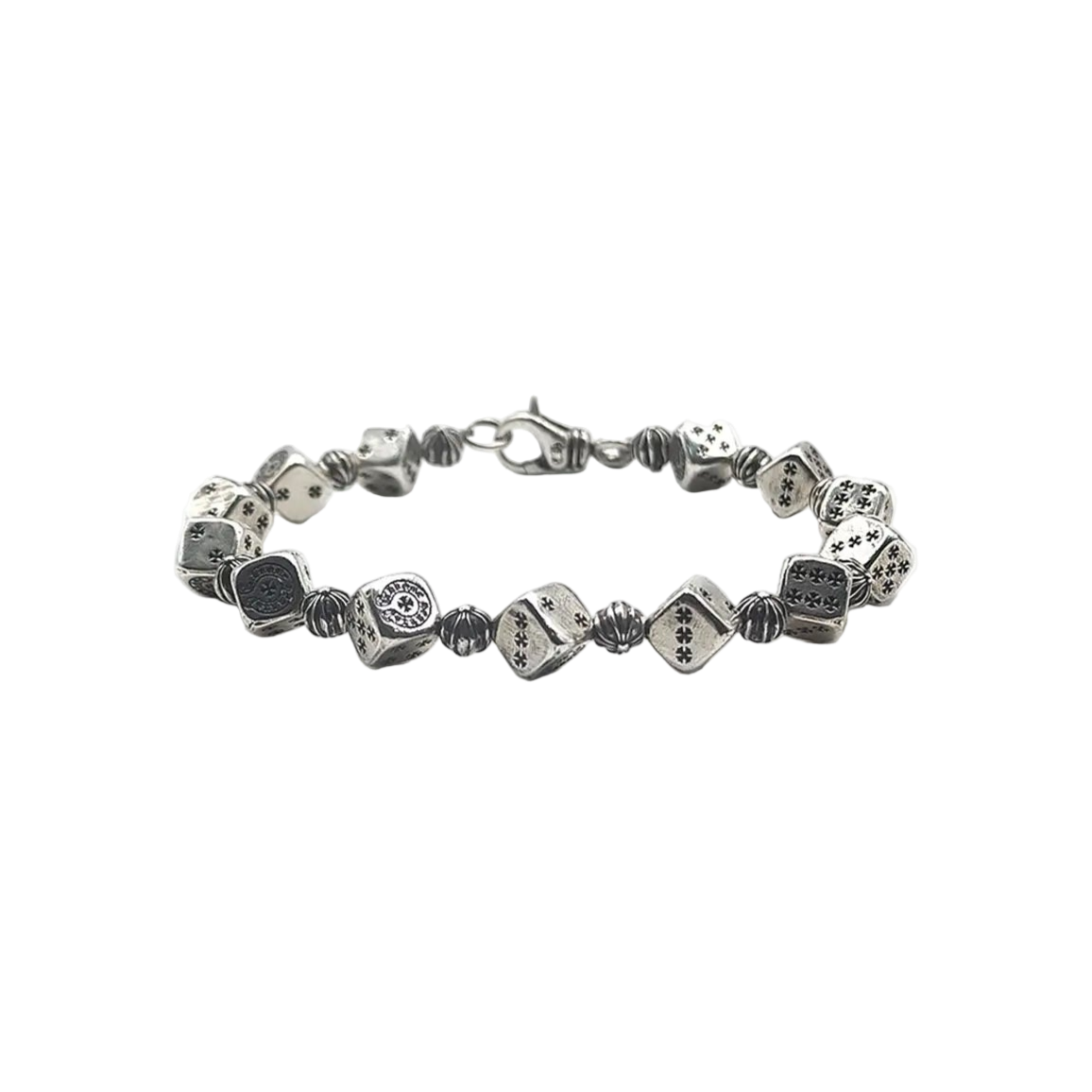 Silver Dice Cross Bracelet