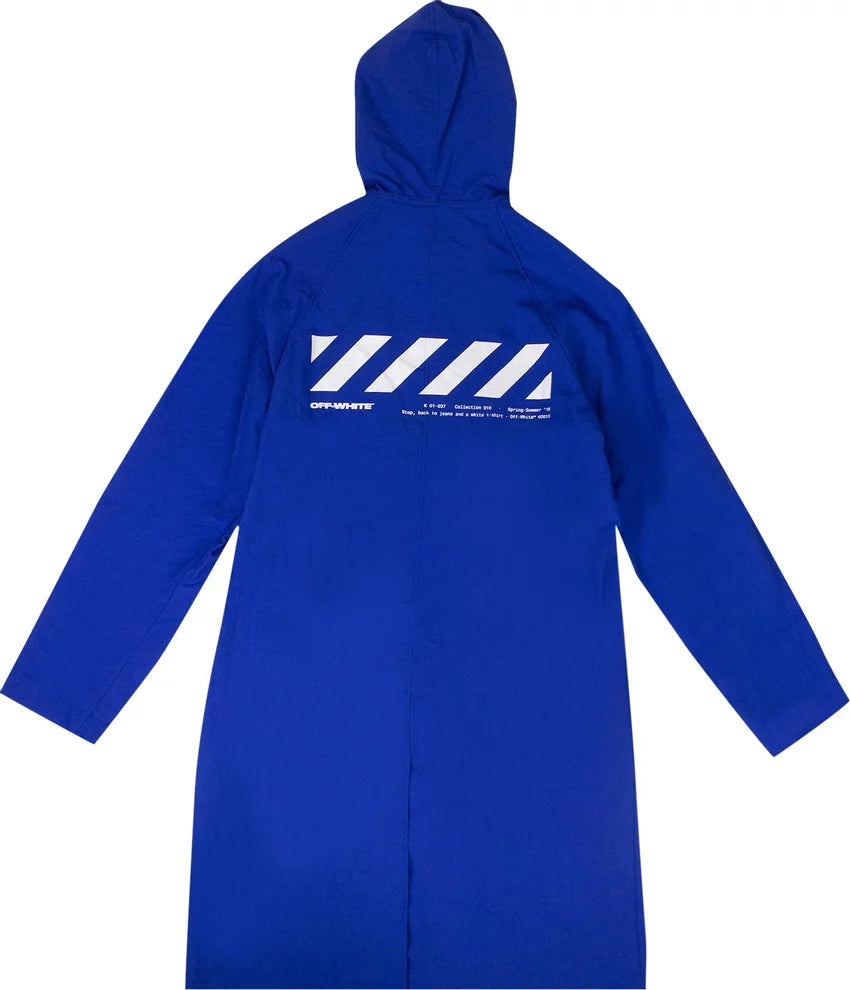 Off-White Diagonal Raincoat Blue