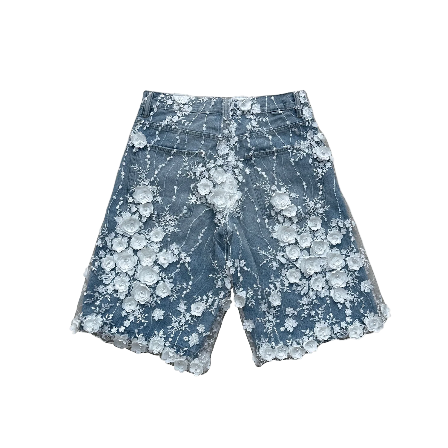 Bridal Lace Denim Shorts