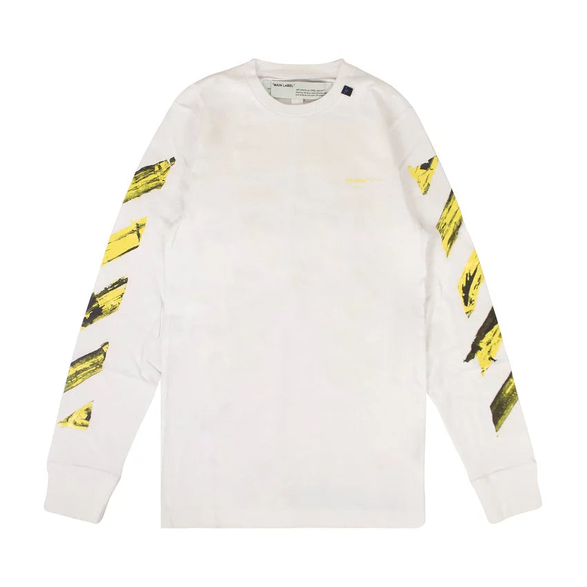 Off-White Yellow Acrylic Arrow L/S T-Shirt White