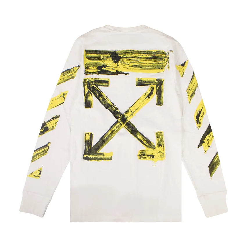 Off-White Yellow Acrylic Arrow L/S T-Shirt White