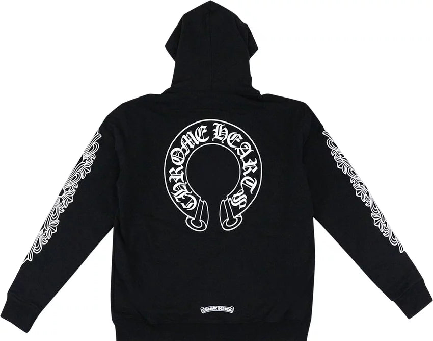 Chrome Hearts Horseshoe Floral Thermal Zip-Up Hoodie Black