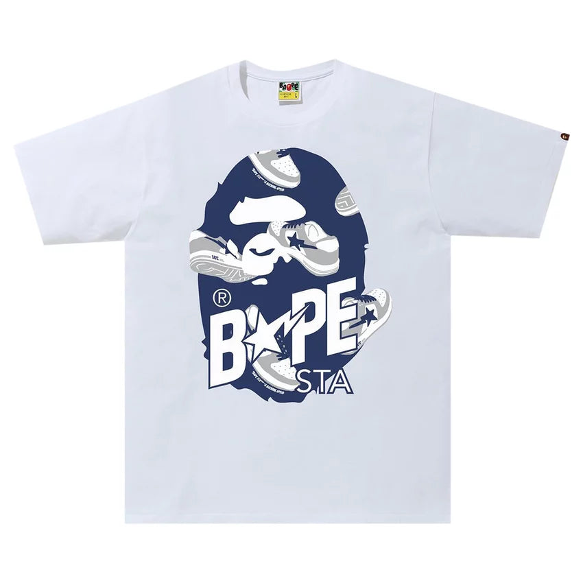 Random Bape Sta Ape Head Tee White/Navy