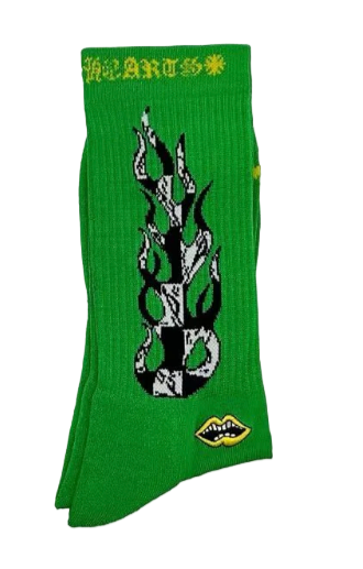 Matty Boy Flame Sock Green/Yellow