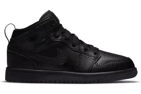 Jordan 1 Mid Triple Black Tumbled Leather (PS)