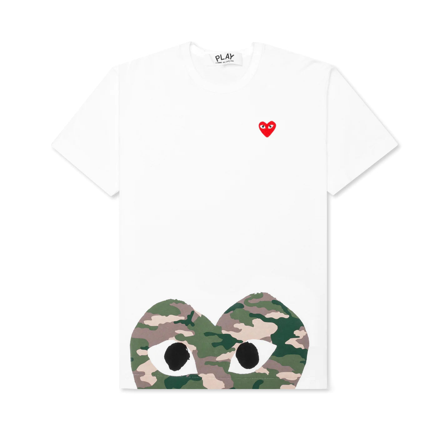 Comme des Garcons Play Camo Half Heart Tee White