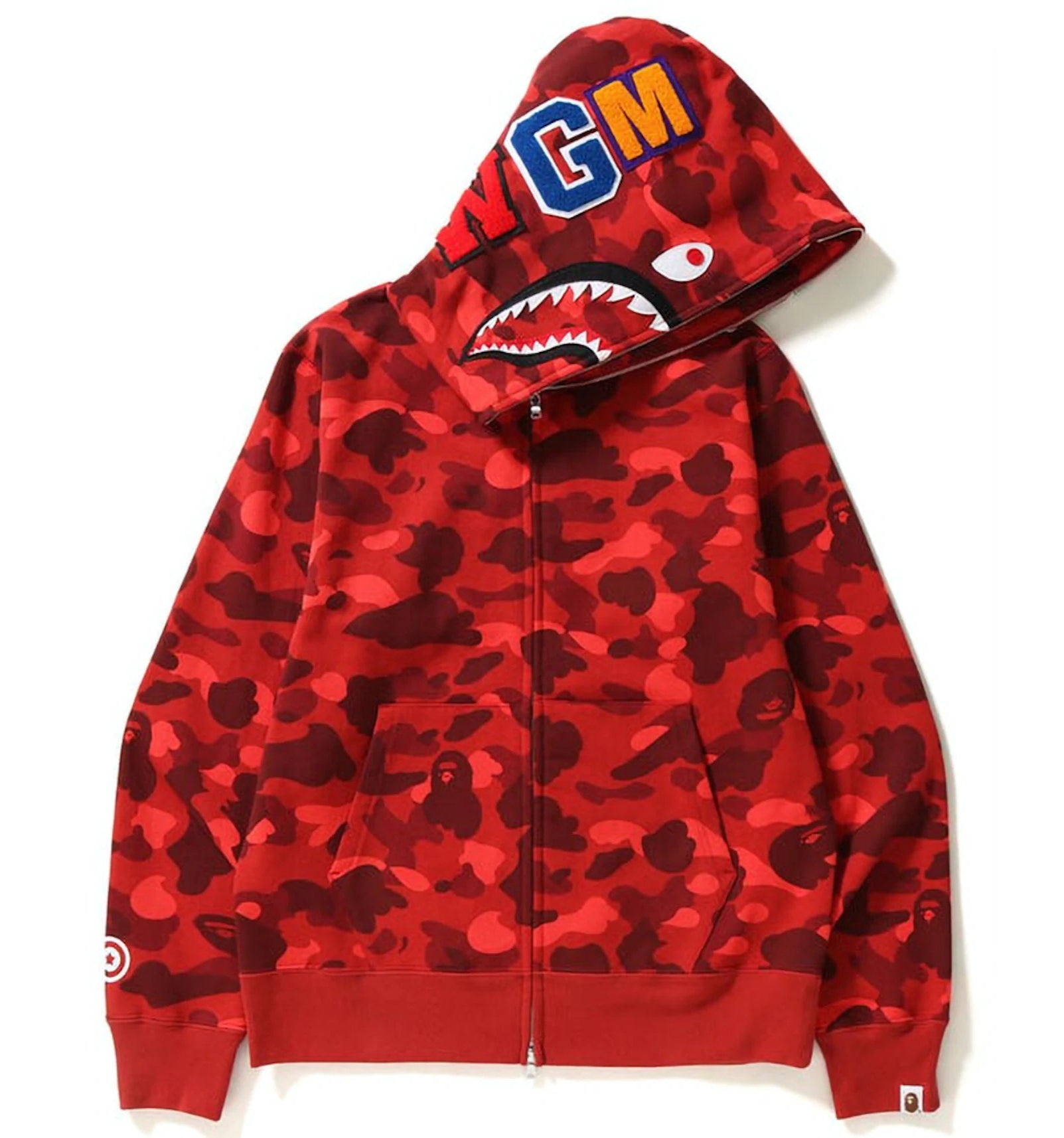 Color Camo Shark Full Zip Hoodie Red
