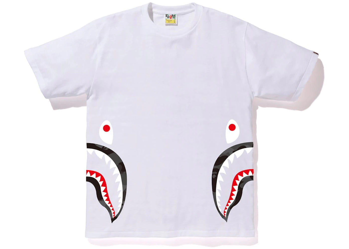 Color Camo Side Shark Tee White/Black