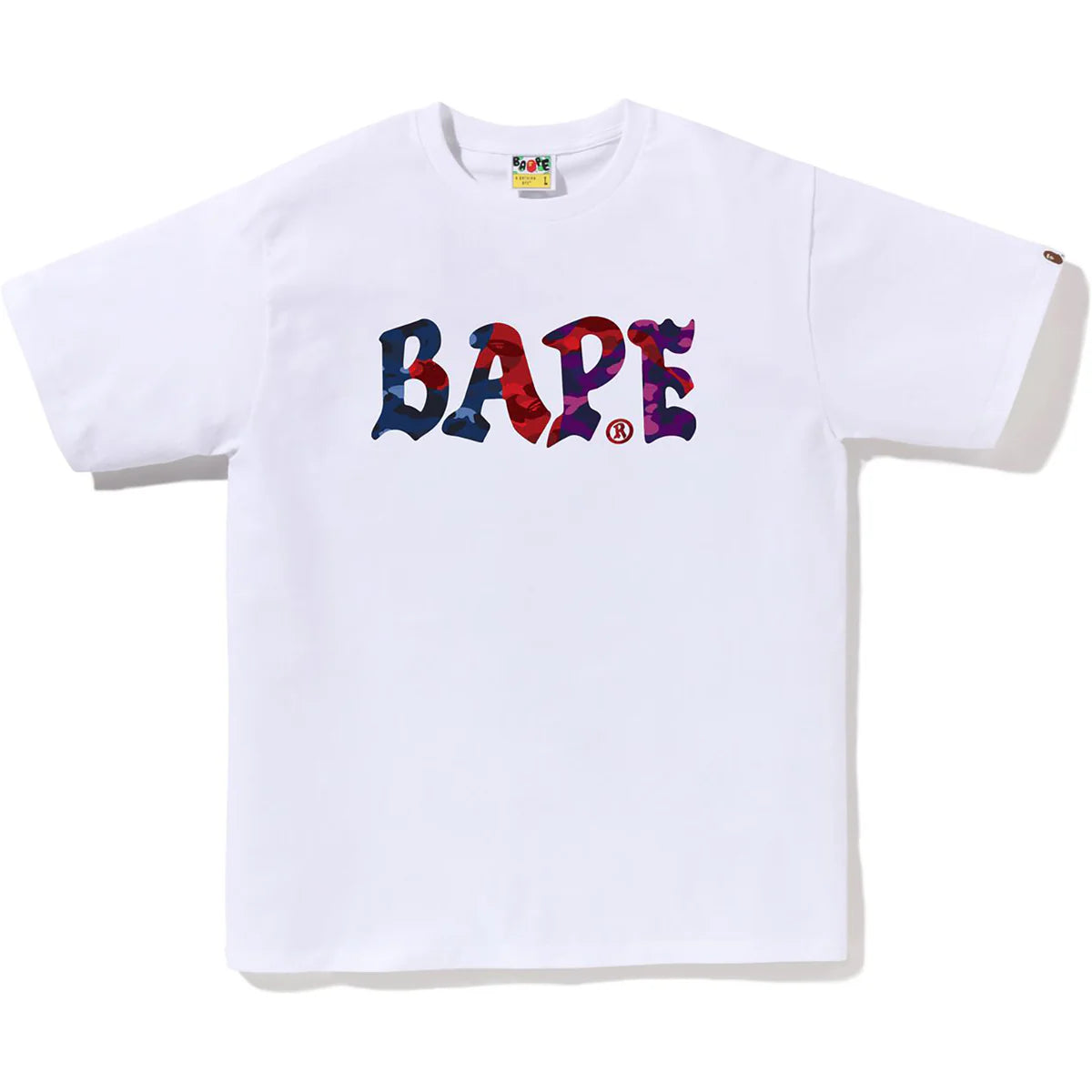 Color Camo Crazy Bape Logo Tee White