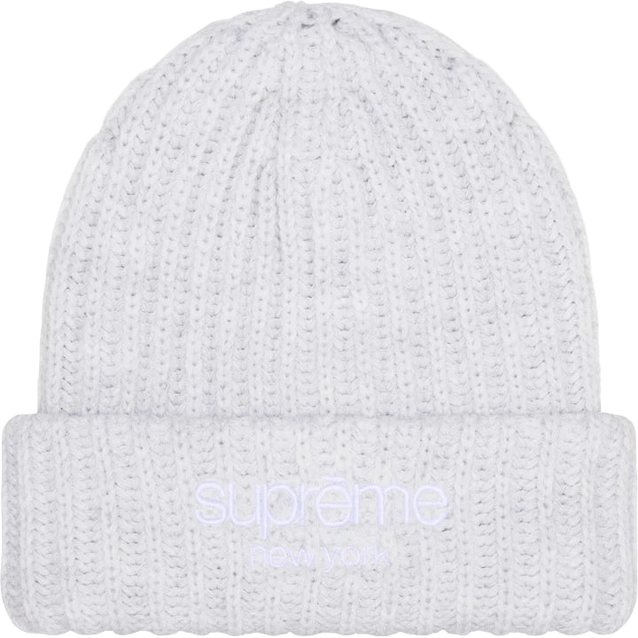 Chunky Rib Classic Logo Beanie White