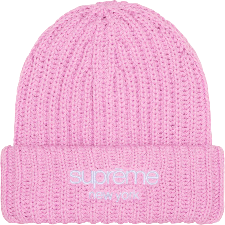 Chunky Rib Classic Logo Beanie Pink