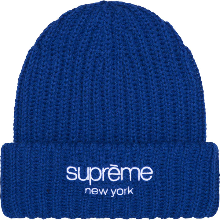 Chunky Rib Classic Logo Beanie Blue