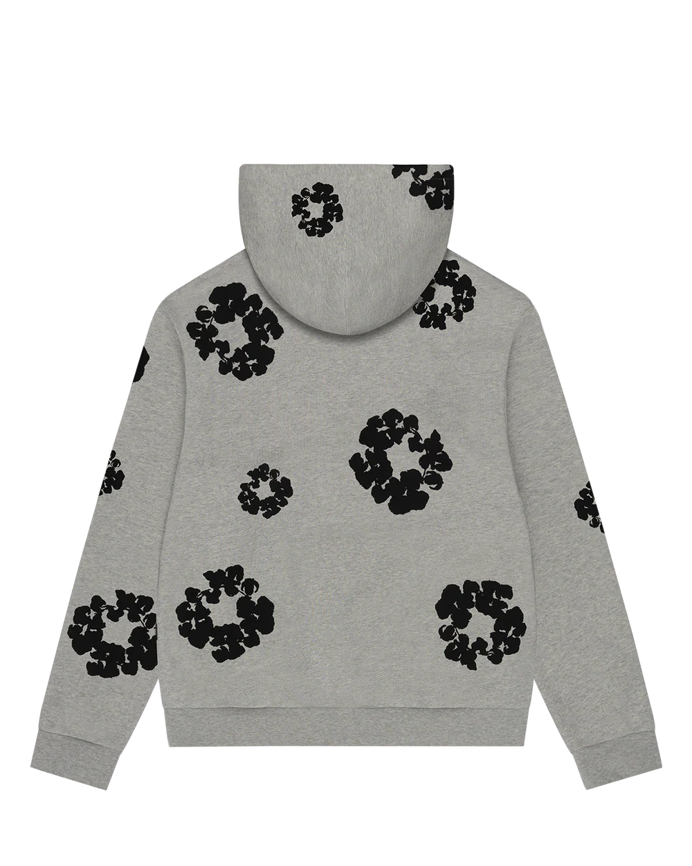 Black Cotton Wreath Hoodie Grey