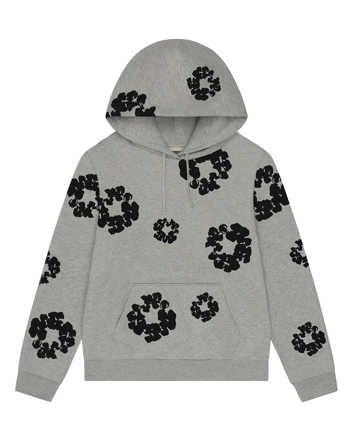 Black Cotton Wreath Hoodie Grey