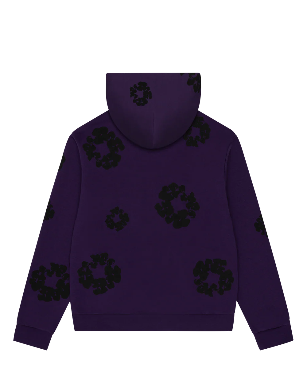 Black Cotton Wreath Hoodie Purple
