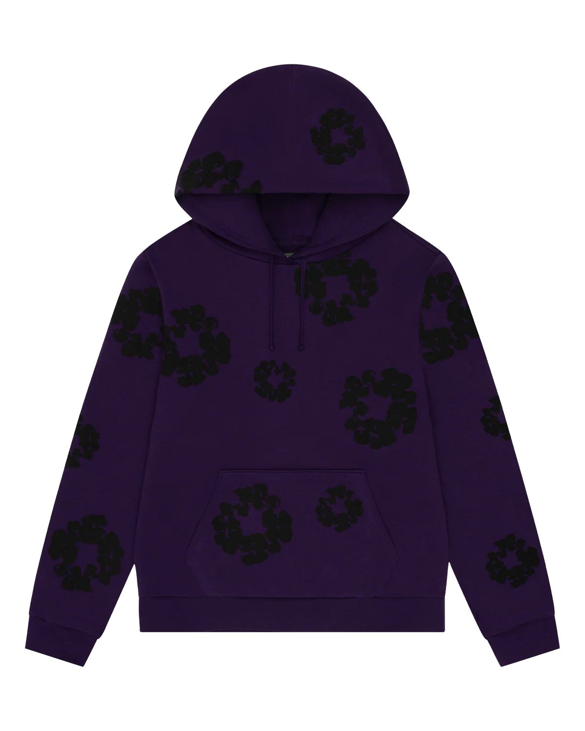 Black Cotton Wreath Hoodie Purple