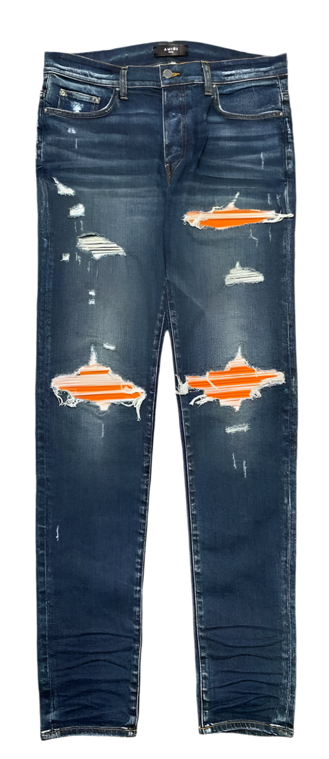 Mx1 Classic Indigo Orange Suede Patch